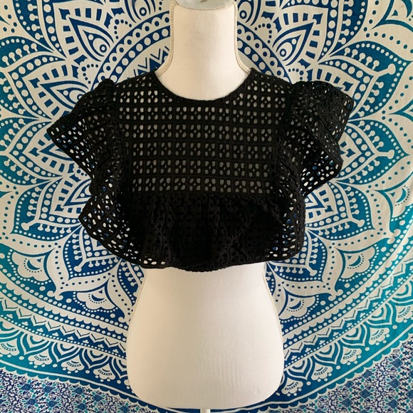 Urban Outfitters Netted Black Crop Top - Picture 1 of 3